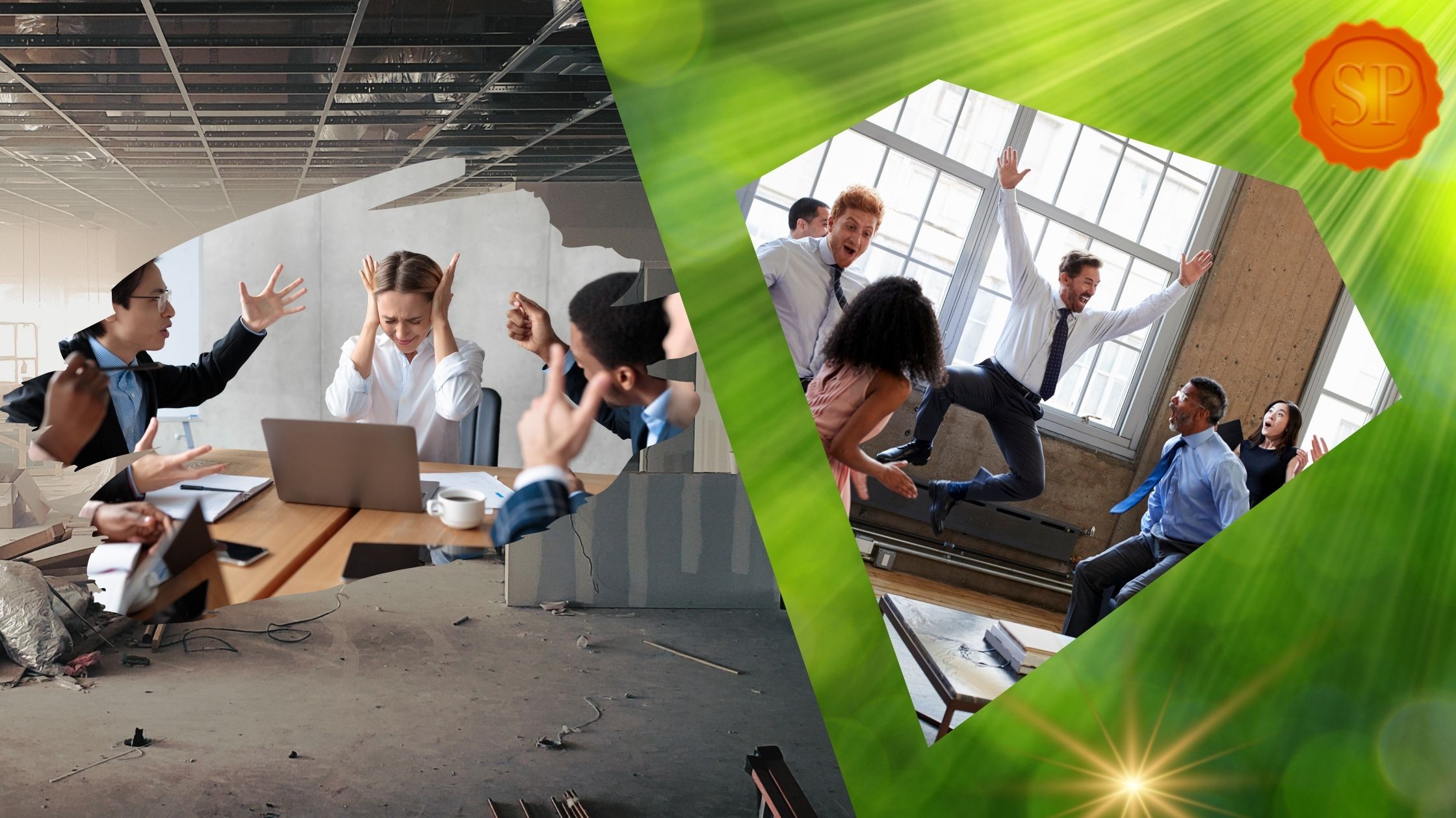 équipe de travail avant et après productivité efficiente